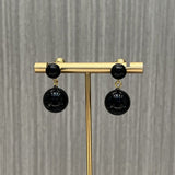 Black Onyx Double Ball Earrings - floysun