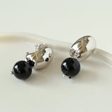 Black Onyx Drop Huggie Earrings - 18K Gold Vermeil