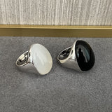 Black Onyx Oval Egg Ring - floysun