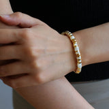 Black Onyx Tiger Eye Mother of Pearls Vintage Disc Bracelet - floysun