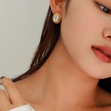 Black Agate White Mother of Pearls Earrings