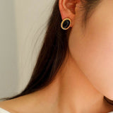Black Agate White Mother of Pearls Earrings