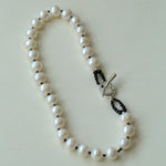 Black Spinel and Round Baroque Pearl OT Weaving Choker - floysun