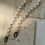 Black Spinel and Round Baroque Pearl OT Weaving Choker - floysun