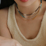 Black Spinel Mini Beaded Pearl Necklace - floysun
