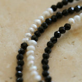 Black Spinel Mini Beaded Pearl Necklace - floysun