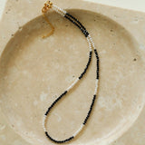 Black Spinel Mini Beaded Pearl Necklace - floysun