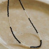 Black Spinel Mini Beaded Pearl Necklace - floysun
