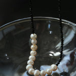 Black Spinel Smile Pearl Beaded Necklace - floysun
