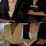 Black Spinel Smile Pearl Beaded Necklace - floysun