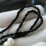 Black Spinel Smile Pearl Beaded Necklace - floysun