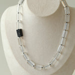 Black Tourmaline & White Crystal Necklace with Matching Earrings - floysun