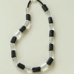 Black Tourmaline & White Crystal Necklace with Matching Earrings - floysun