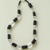 Black Tourmaline & White Crystal Necklace with Matching Earrings - floysun