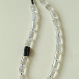 Black Tourmaline & White Crystal Necklace with Matching Earrings - floysun