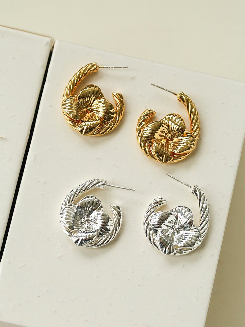 Bloom Loop Floral Rope Knot Earrings - floysun