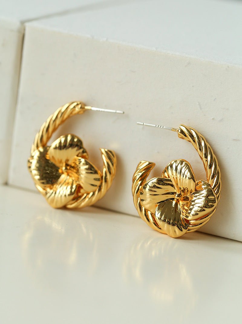 Bloom Loop Floral Rope Knot Earrings - floysun
