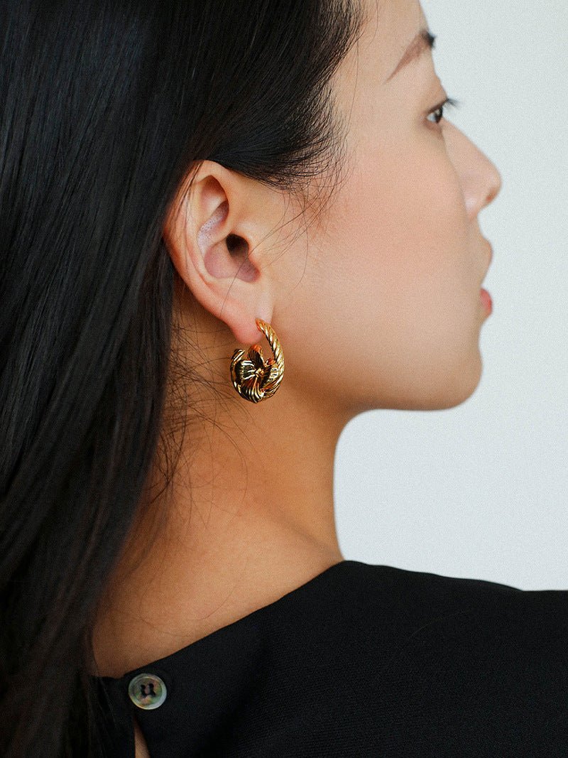 Bloom Loop Floral Rope Knot Earrings - floysun