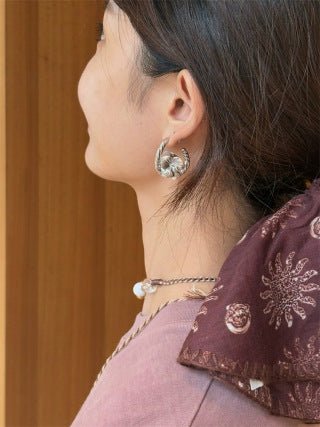 Bloom Loop Floral Rope Knot Earrings - floysun