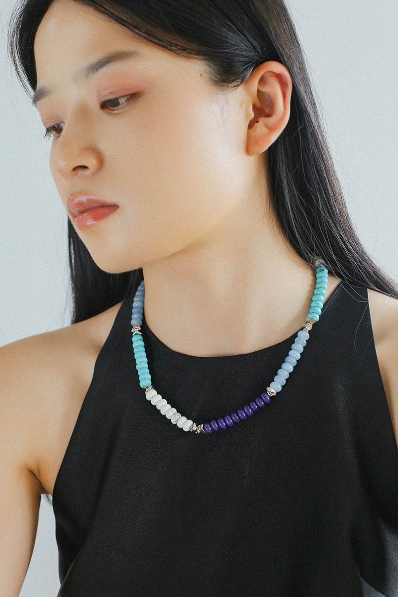 Blue Ocean Natural Stone Beaded Necklace - floysun