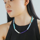 Blue Ocean Natural Stone Beaded Necklace - floysun