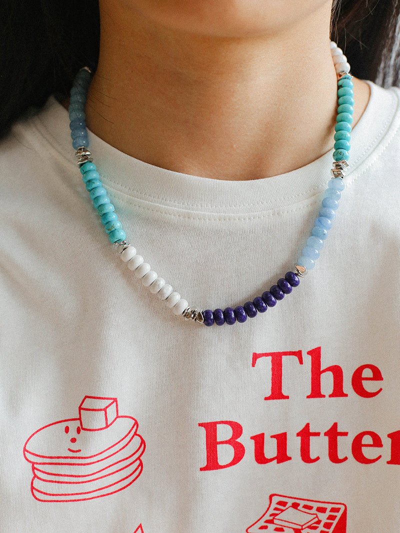 Blue Ocean Natural Stone Beaded Necklace - floysun