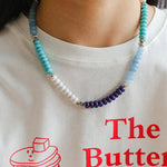 Blue Ocean Natural Stone Beaded Necklace - floysun