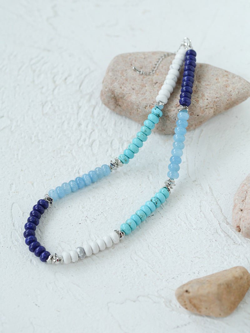 Blue Ocean Natural Stone Beaded Necklace - floysun