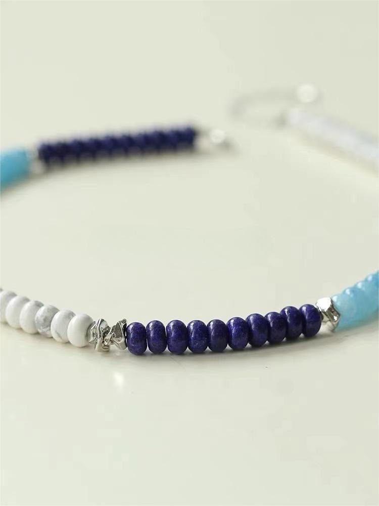 Blue Ocean Natural Stone Beaded Necklace - floysun