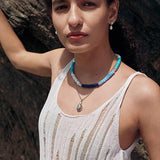 Blue Ocean Natural Stone Beaded Necklace - floysun
