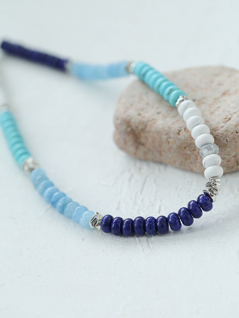 Blue Ocean Natural Stone Beaded Necklace - floysun