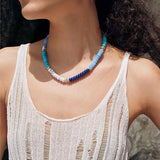 Blue Ocean Natural Stone Beaded Necklace - floysun