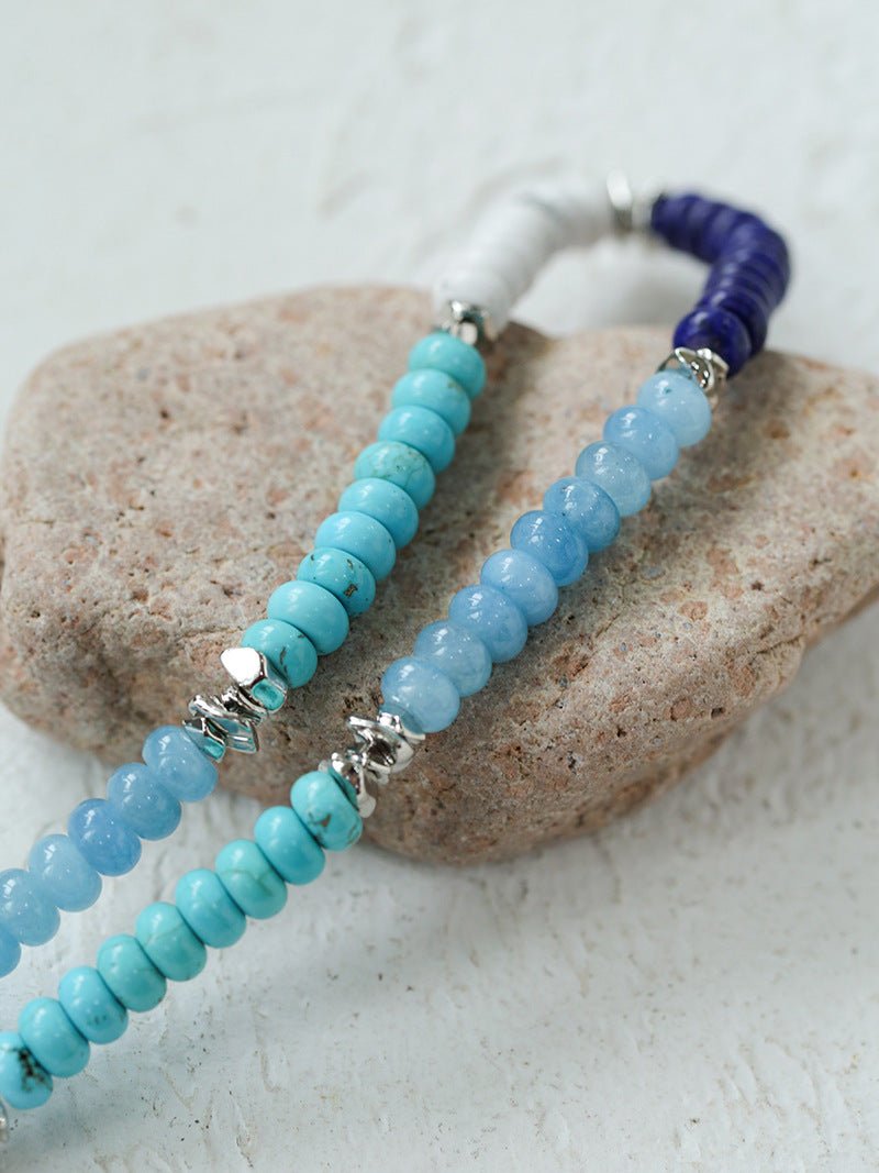 Blue Ocean Natural Stone Beaded Necklace - floysun