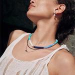 Blue Ocean Natural Stone Beaded Necklace - floysun
