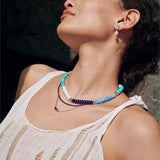 Blue Ocean Natural Stone Beaded Necklace - floysun