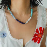 Blue Ocean Natural Stone Beaded Necklace - floysun