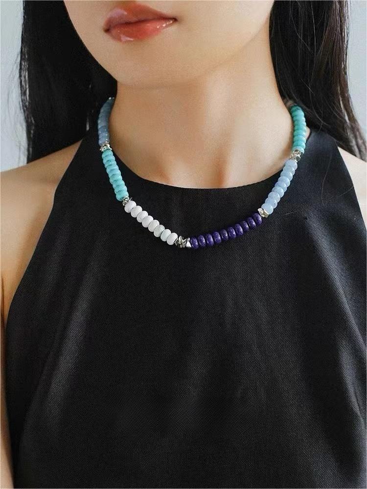 Blue Ocean Natural Stone Beaded Necklace - floysun