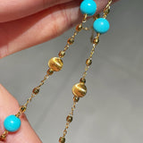 Blue Turquoise & Brushed Gold Beaded Starry Sky Necklace - floysun