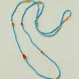 Blue Turquoise Red Onyx Multi-element Beaded Necklace - floysun