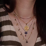 Blush Bloom Tourmaline Necklace | Floral Pendant on Adjustable Rainbow Cord - floysun