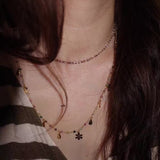 Blush Bloom Tourmaline Necklace | Floral Pendant on Adjustable Rainbow Cord - floysun