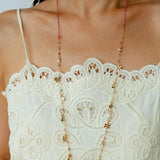 Blush Bloom Tourmaline Necklace | Floral Pendant on Adjustable Rainbow Cord - floysun