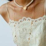 Blush Bloom Tourmaline Necklace | Floral Pendant on Adjustable Rainbow Cord - floysun