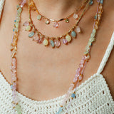Bohemian Colorful Irregular Crystal Handcrafted Wax Cord Necklace - floysun