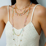 Bohemian Colorful Irregular Crystal Handcrafted Wax Cord Necklace - floysun
