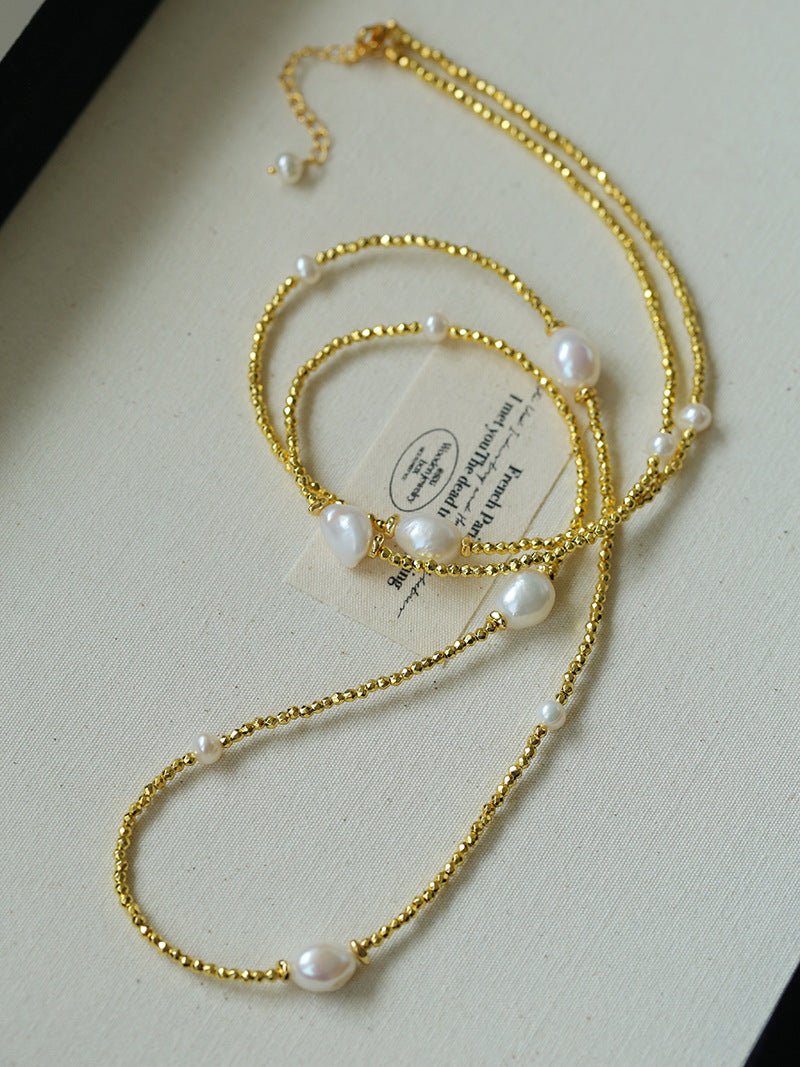 Bohemian Faceted Gold Bead Necklace – Colorful Gemstone or Pearl Style - floysun