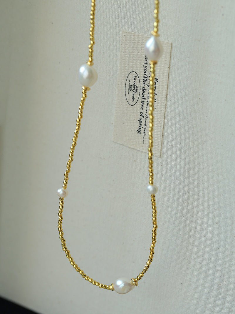 Bohemian Faceted Gold Bead Necklace – Colorful Gemstone or Pearl Style - floysun