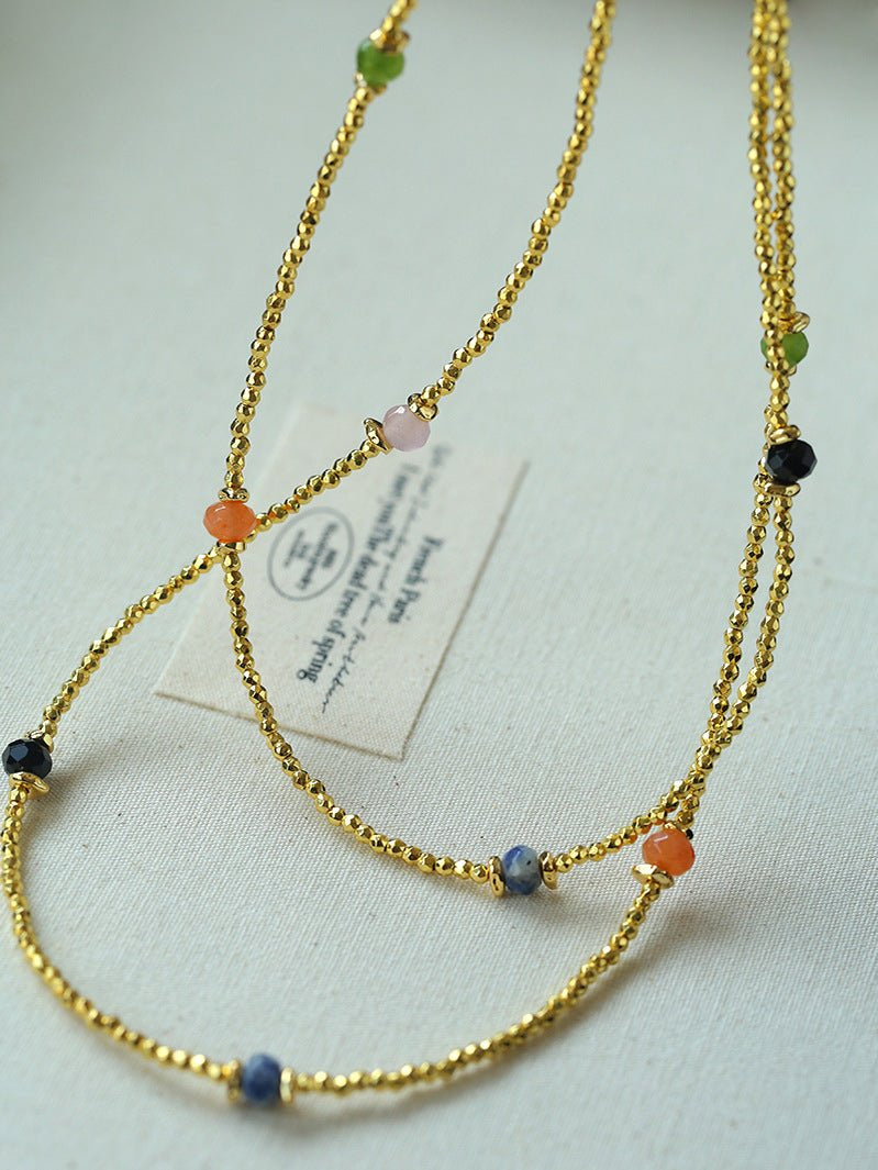 Bohemian Faceted Gold Bead Necklace – Colorful Gemstone or Pearl Style - floysun