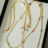 Bohemian Faceted Gold Bead Necklace – Colorful Gemstone or Pearl Style - floysun