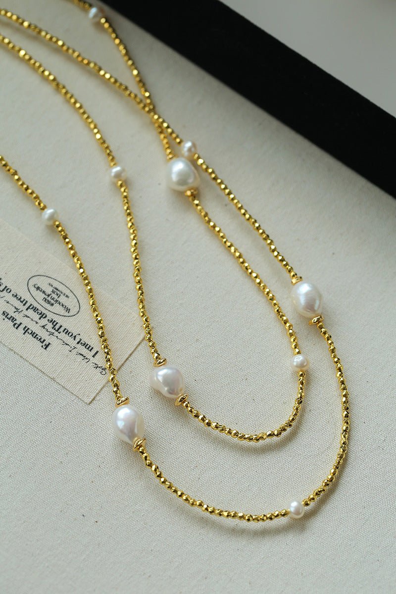 Bohemian Faceted Gold Bead Necklace – Colorful Gemstone or Pearl Style - floysun